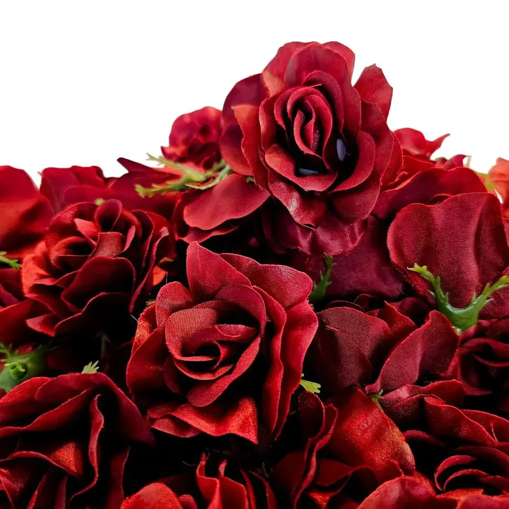 105 Burgundy Satin Rose Heads Lot Open Roses Buds Stemless Wedding Craft Decor